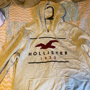 Heathered White Hollister Sweatshirt - Large